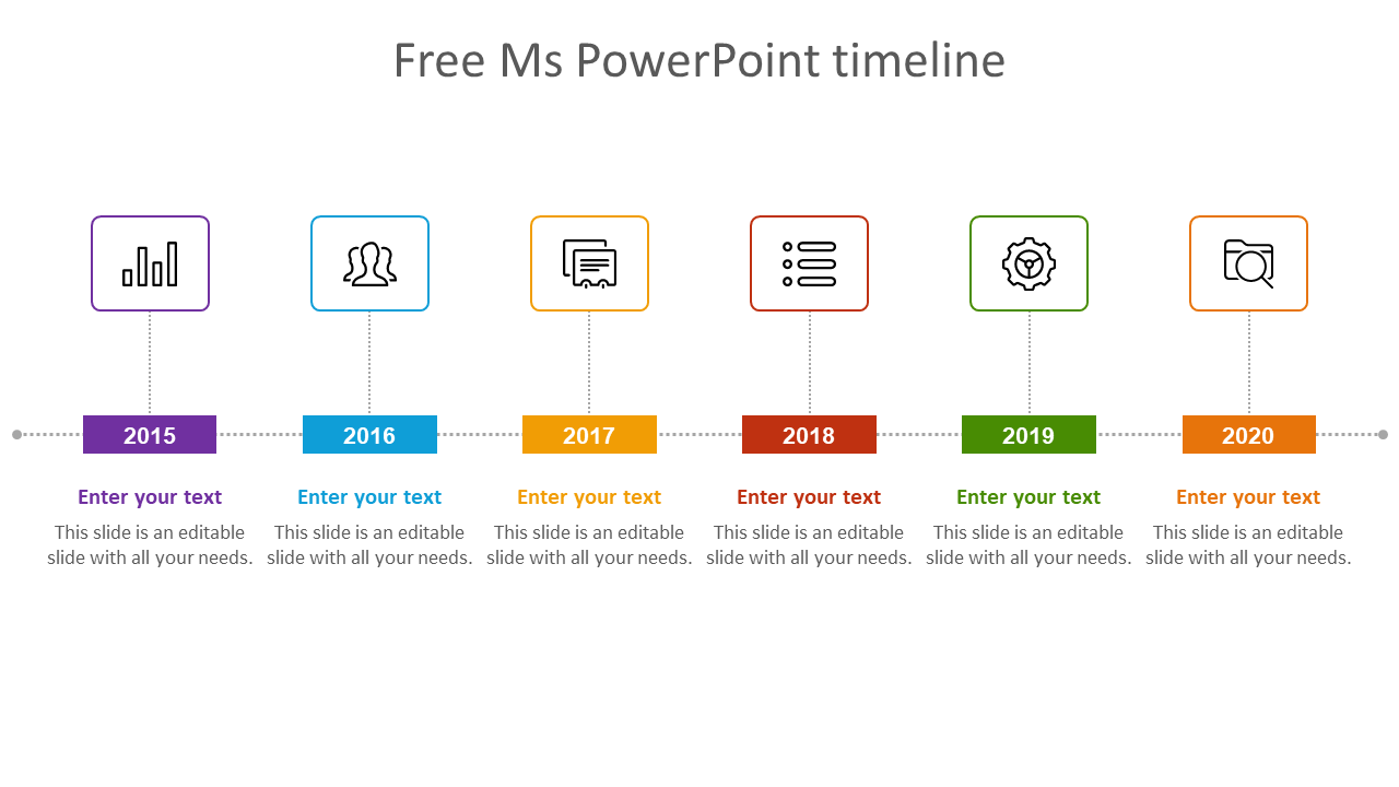 Free ms powerpoint timeline-6-multicolor